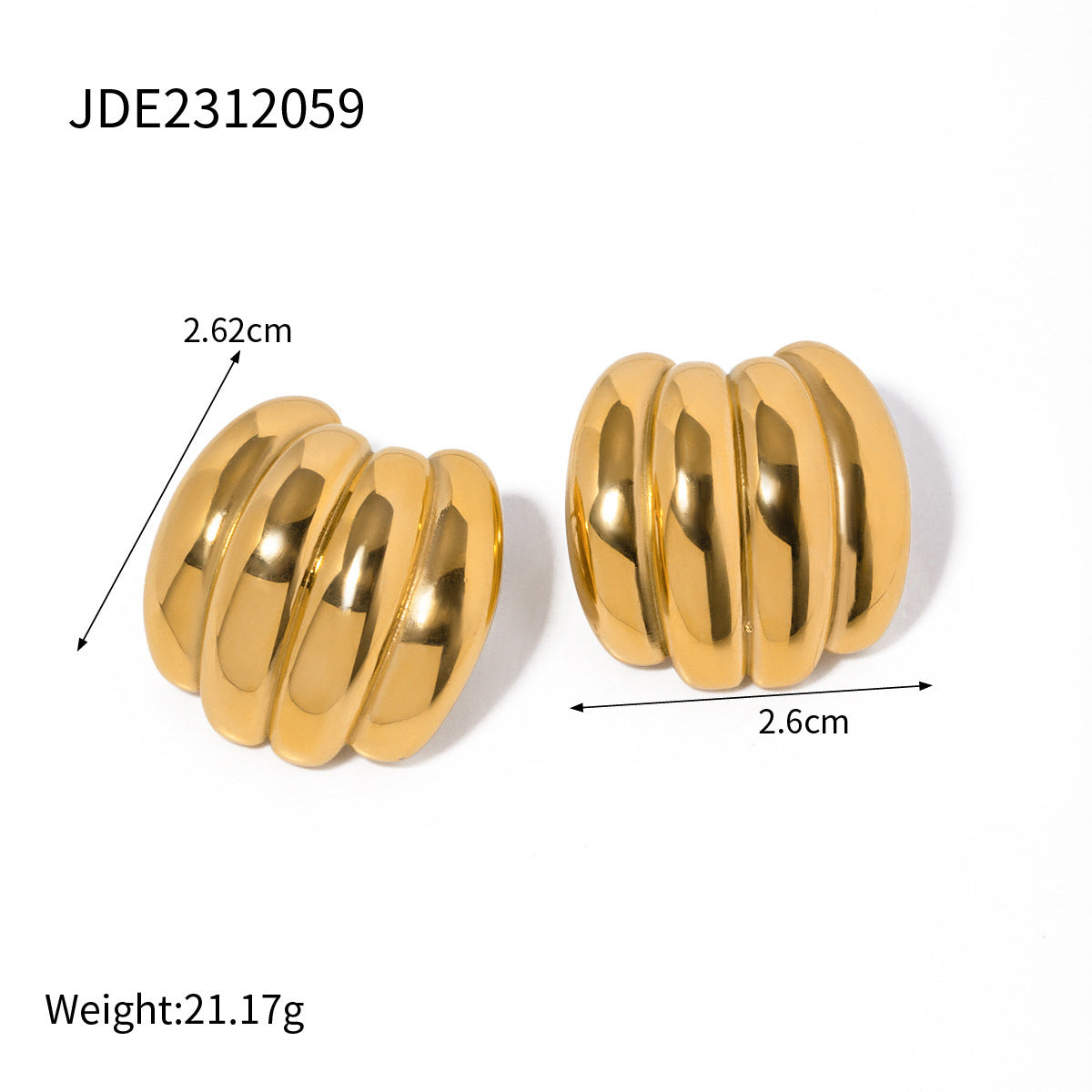 18K Gold Stainless Steel Front And Rear Round Beads Tassel Earrings