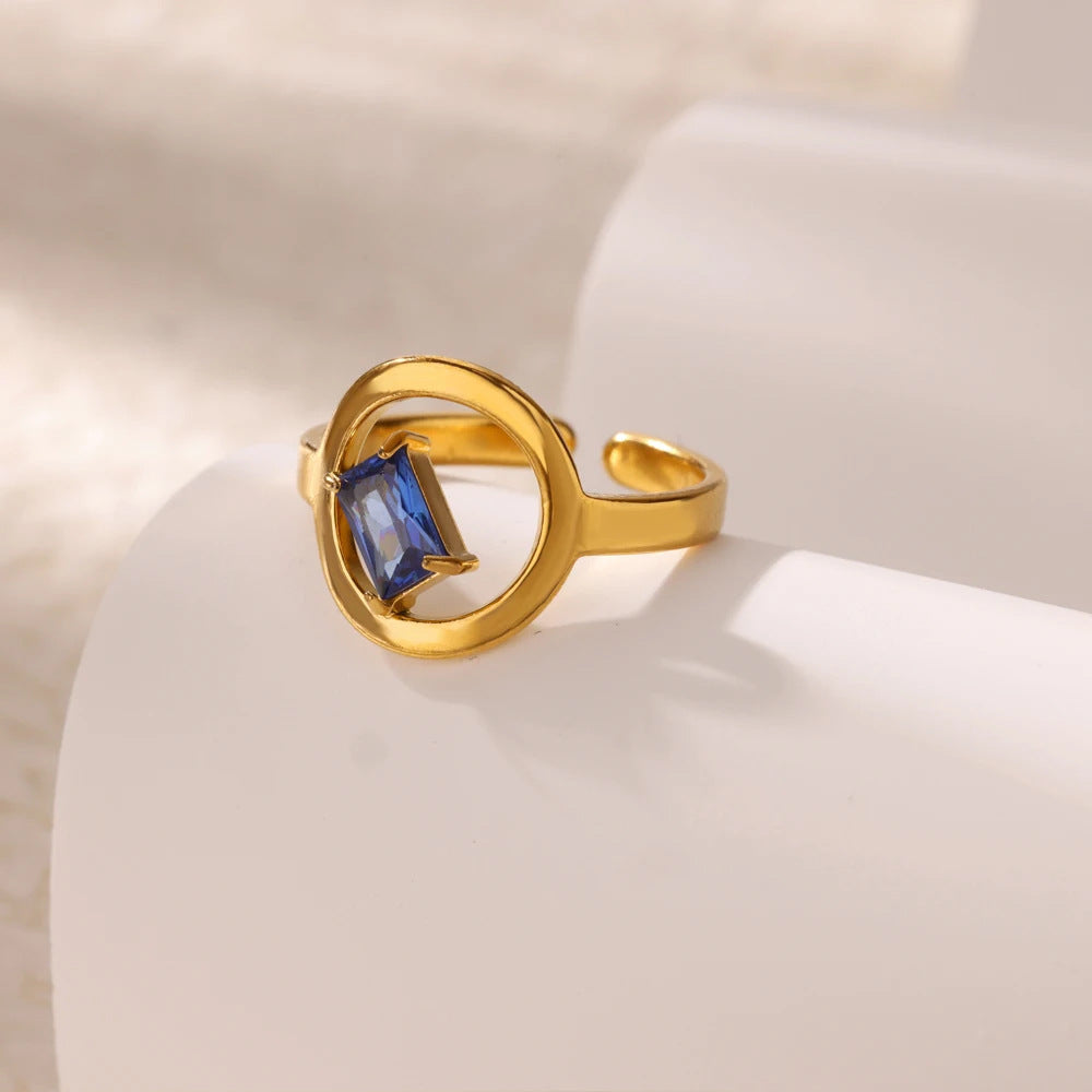 New 18K Gold Stainless Steel Open-end Zircon Ring