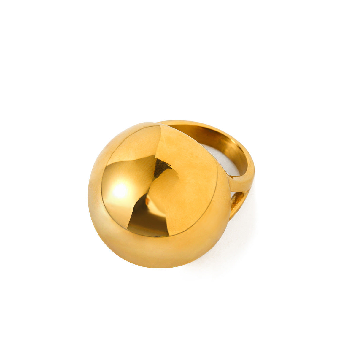 Cold Style Titanium Steel 18K Gold Stainless Steel Chubby Spherical Ring