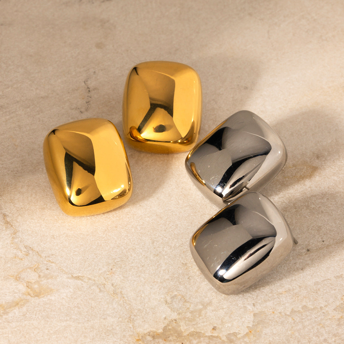 Fashion 18K Gold Stainless Steel Square Earrings