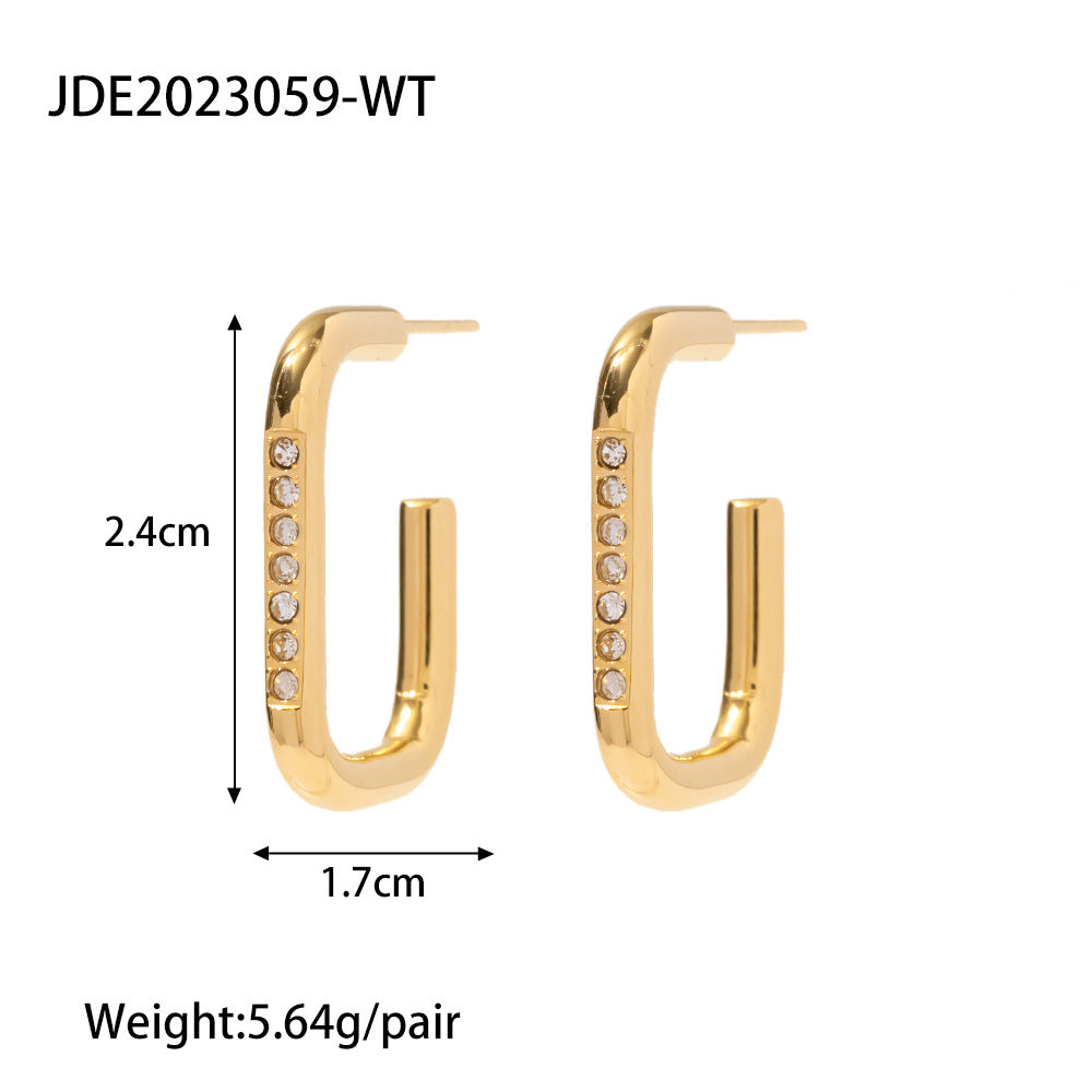 INS Style 18K Gold Plated Stainless Steel Ring-shaped Earrings