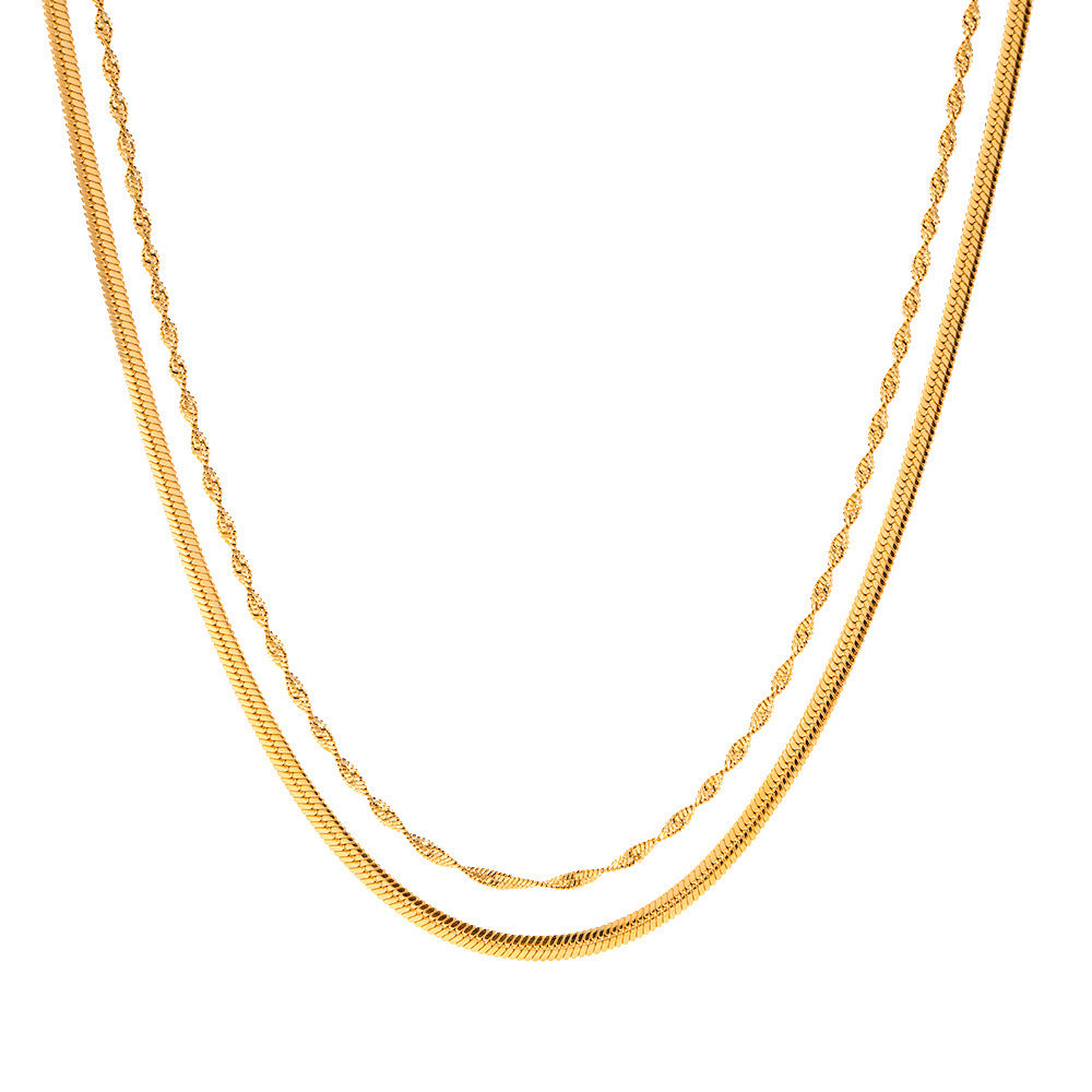 18K Gold Stainless Steel Double Twisted Chain Necklace