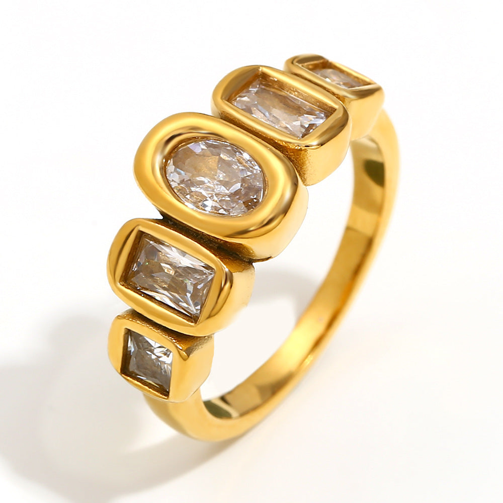 Stainless Steel 18K Gold Plating Bread Love Beating Pattern Signet Ring