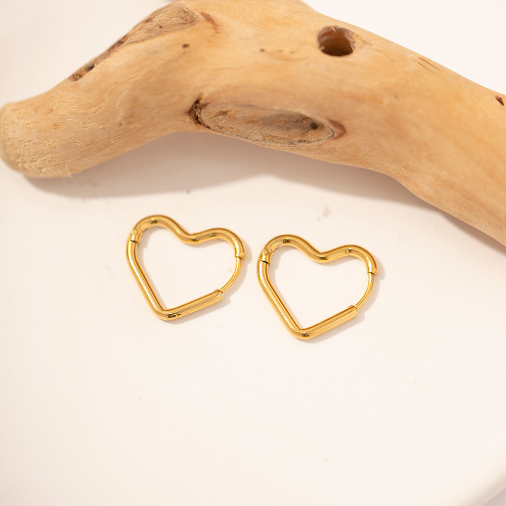 Stainless Steel Plated 18K Gold Heart Earrings