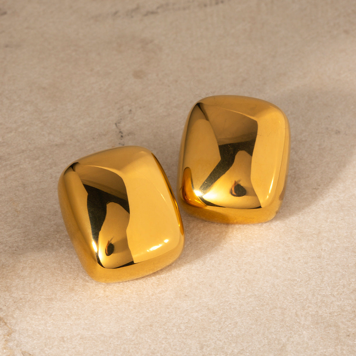 Fashion 18K Gold Stainless Steel Square Earrings