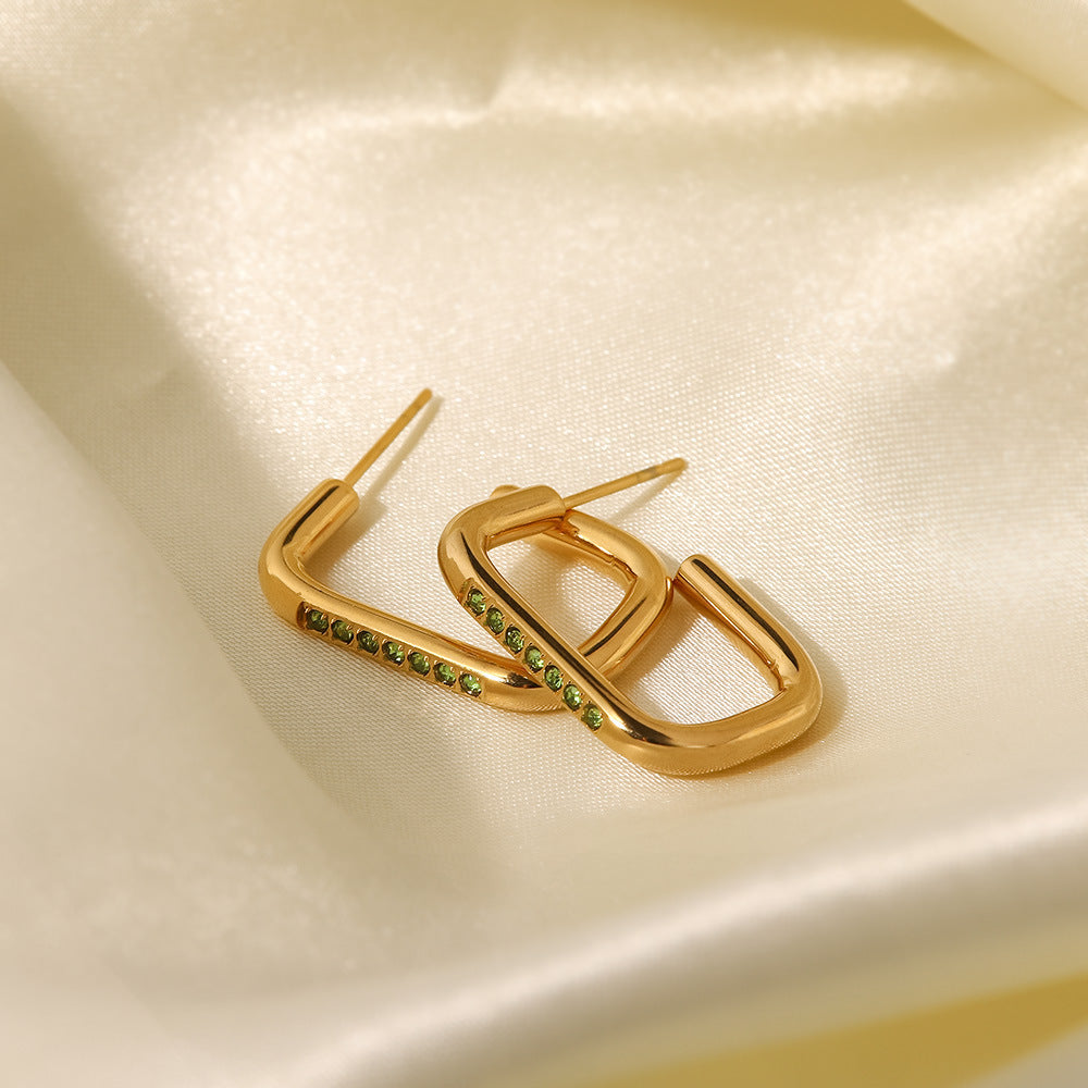 INS Style 18K Gold Plated Stainless Steel Ring-shaped Earrings