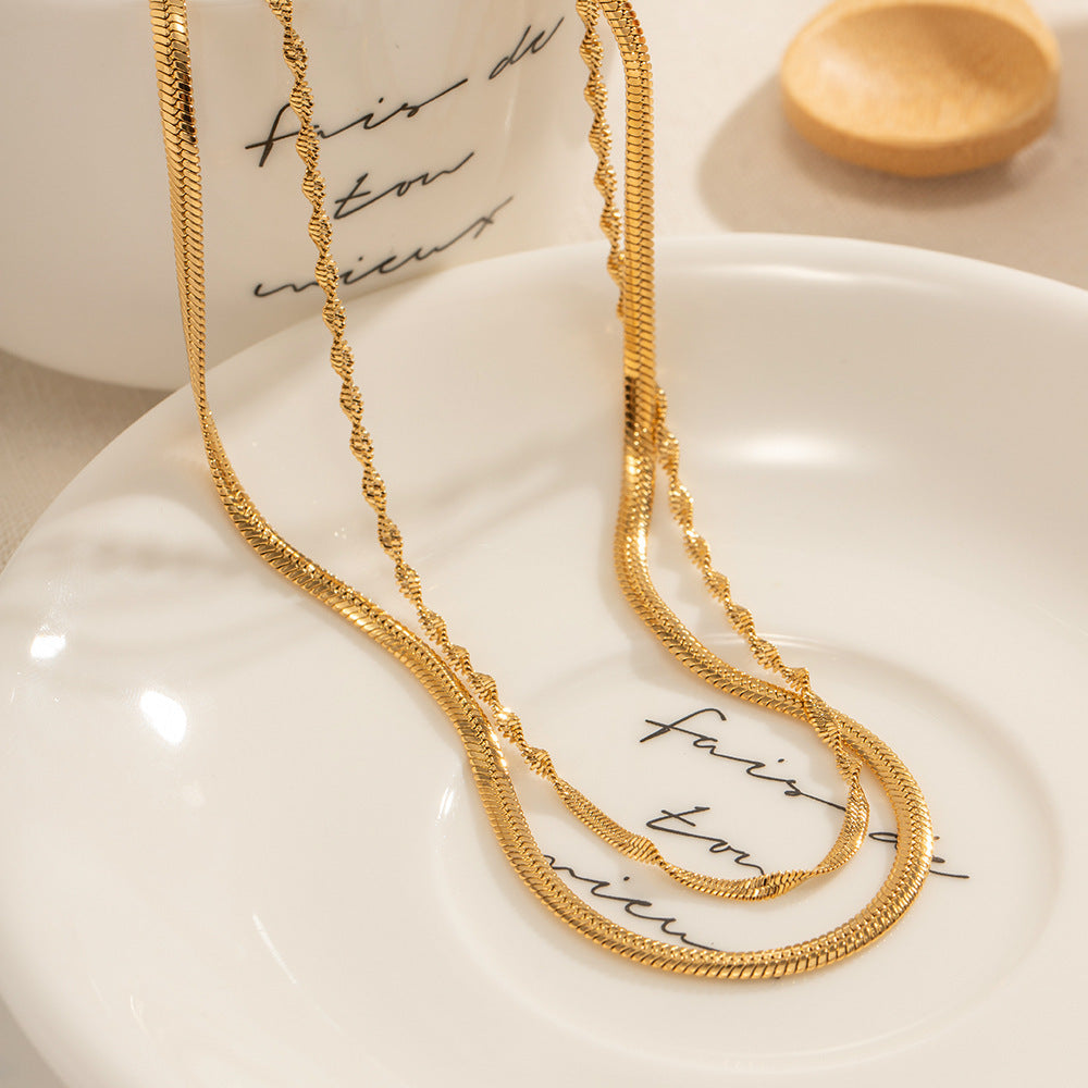 18K Gold Stainless Steel Double Twisted Chain Necklace