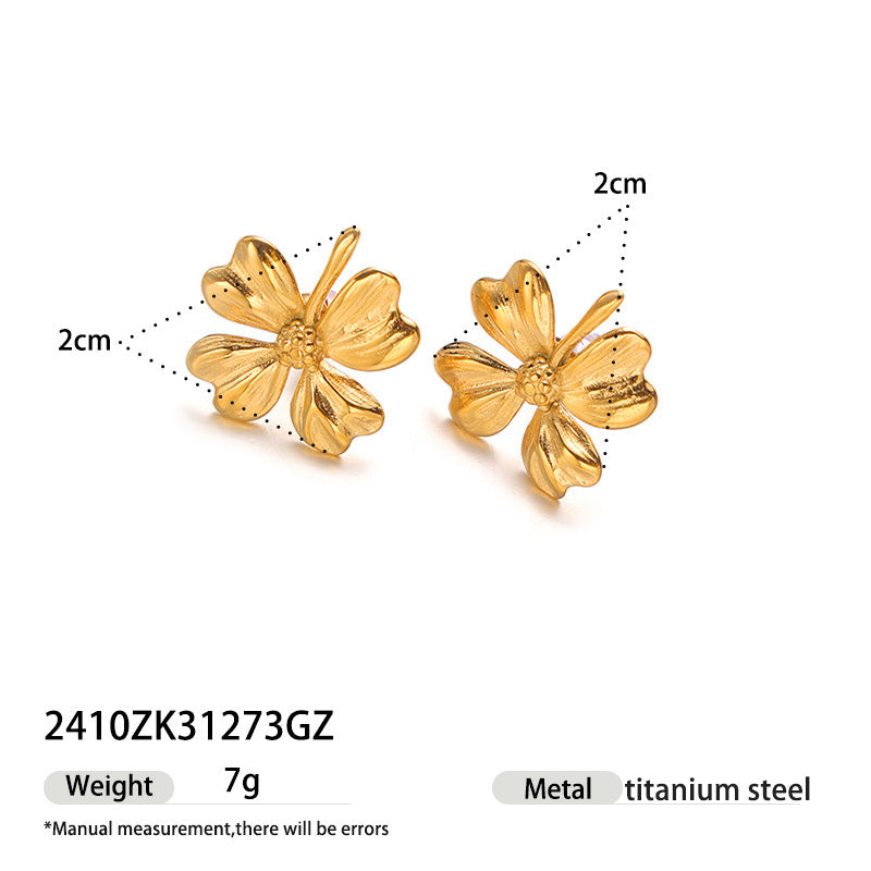 Retro Easy Matching Stainless Steel 18K Gold Plating Earrings