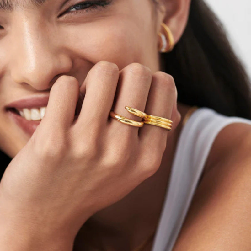 Titanium Steel Electroplated 18-karat Gold Ring