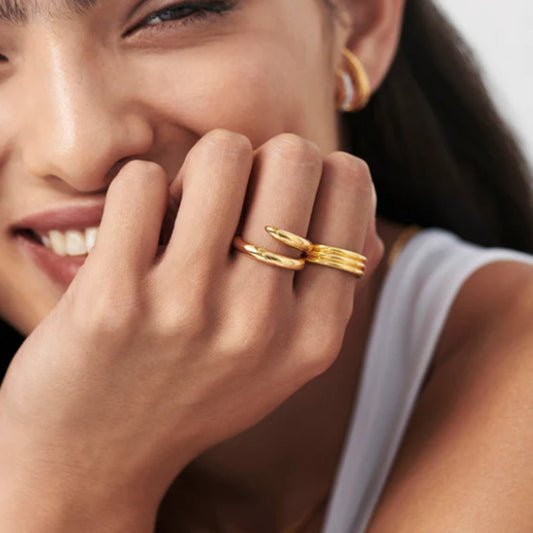 Titanium Steel Electroplated 18-karat Gold Ring