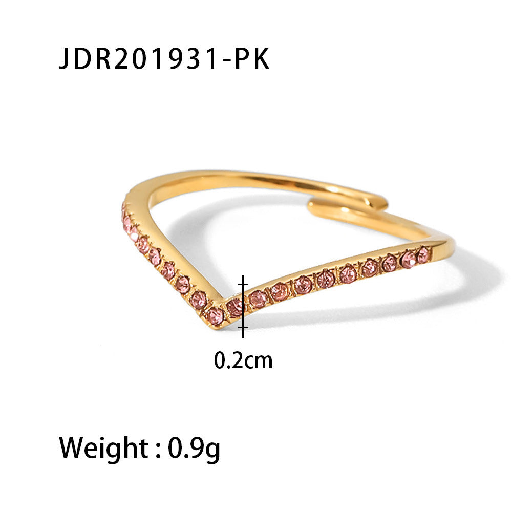Titanium Steel Ring 18K Gold Stainless Steel Inlaid