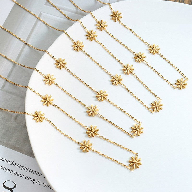 Titanium Steel Gold Plated Necklace Colorless Jewelry