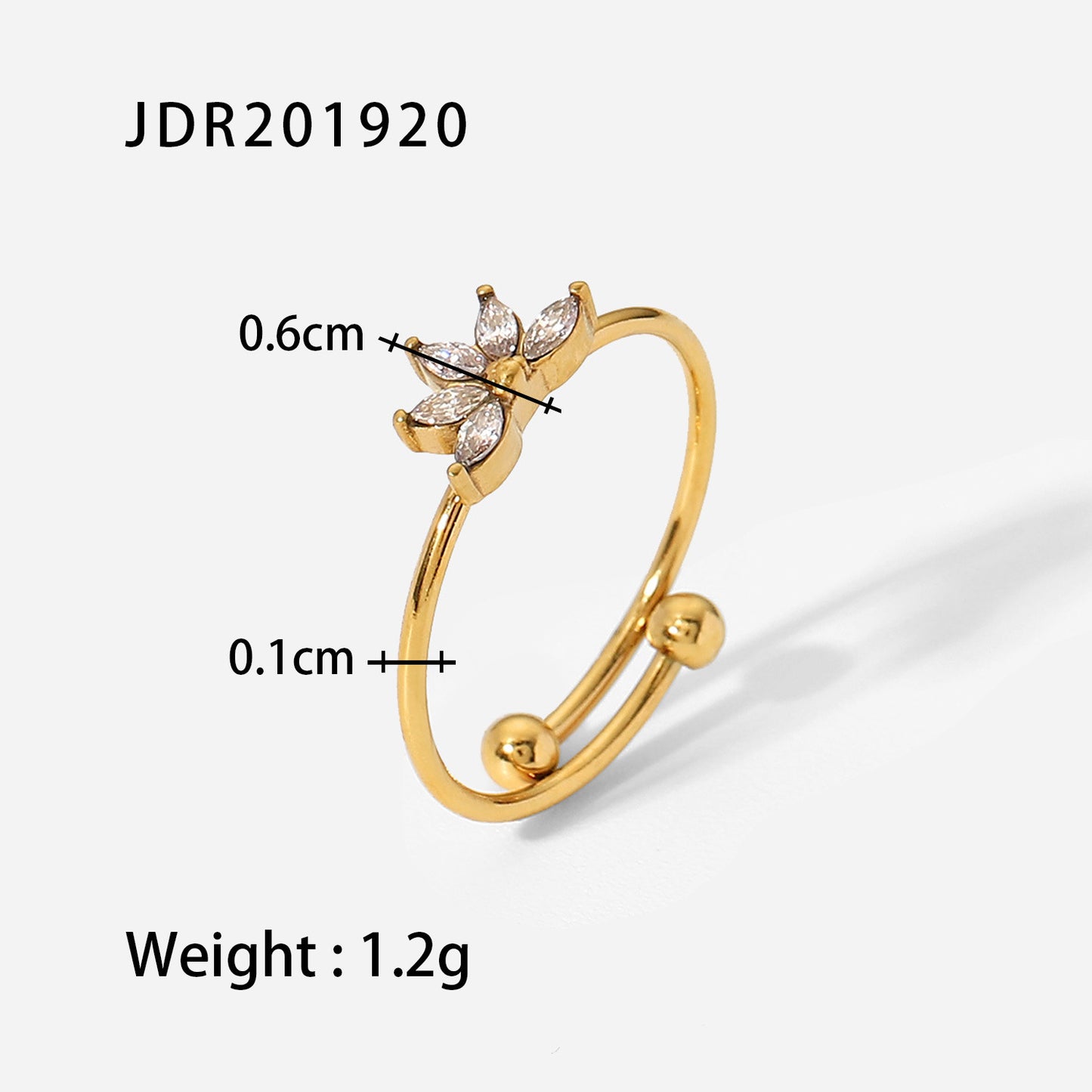 Titanium Steel Ring 18K Gold Stainless Steel Inlaid