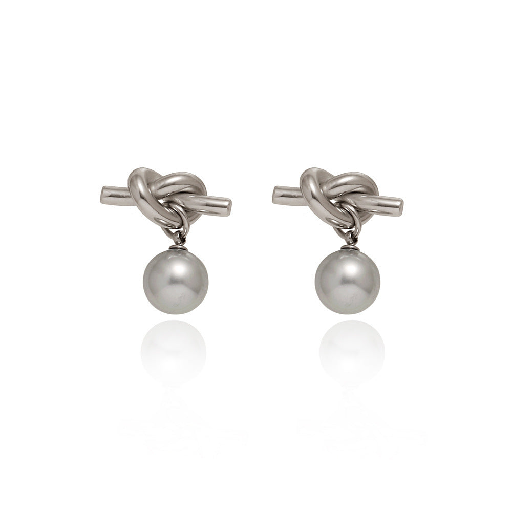 Knotted Bends And Hitches Pearl Simulated Stud Earrings